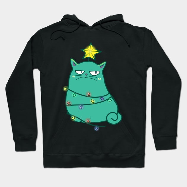 Grumpy Christmas cat Hoodie by Dr.Bear